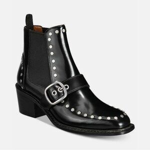 NWOB Coach Black Leather Nora Chelsea Bootie With Studs